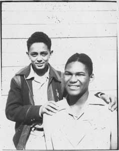 Carl Maxey (right) with his best friend Milton Burns while at the DeSmet Mission School